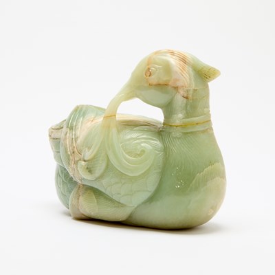 Lot 28 - A Large Chinese Celadon Jade Figure of a Duck