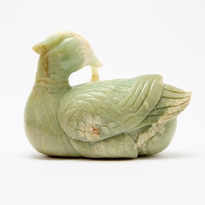 Lot 28 - A Large Chinese Celadon Jade Figure of a Duck