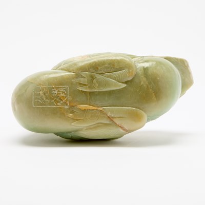 Lot 28 - A Large Chinese Celadon Jade Figure of a Duck