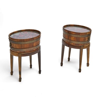 Lot 144 - Pair of George III Style Oval Brass-Bound Mahogany Planters