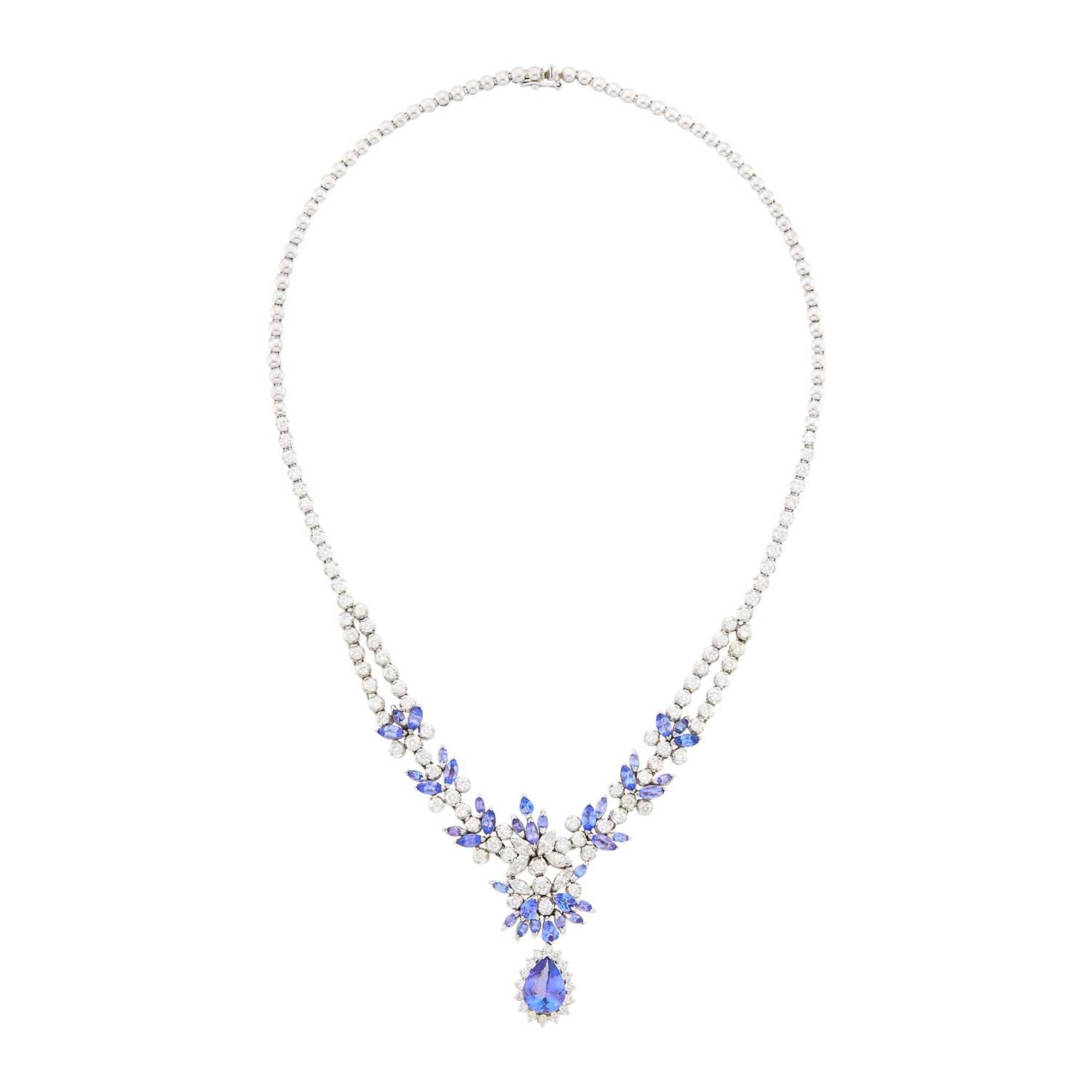 Lot 119 - White Gold, Tanzanite and Diamond Necklace