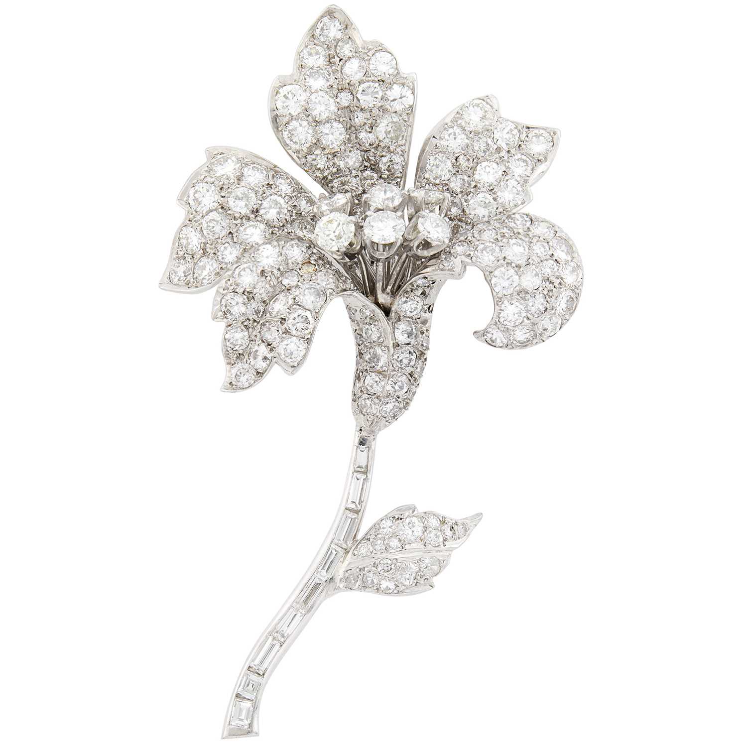 Lot 111 - White Gold and Diamond Lily Flower Brooch