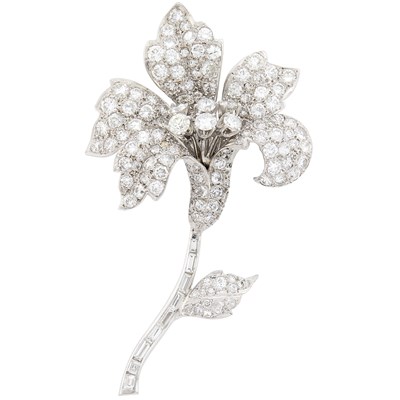 Lot 111 - White Gold and Diamond Lily Flower Brooch
