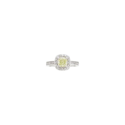Lot 2118 - White Gold, Colored Diamond and Diamond Ring