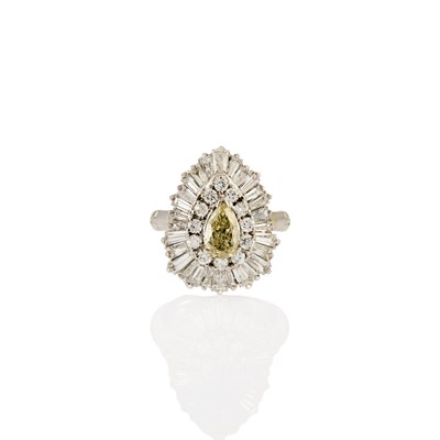 Lot 1165 - Platinum, Colored Diamond and Diamond Pendant-Ring