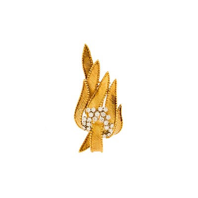 Lot 1086 - Gold and Diamond Ribbon Brooch