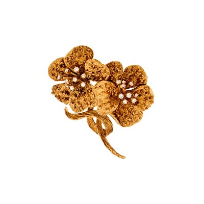 Lot 1243 - Gold and Diamond Pansy Brooch