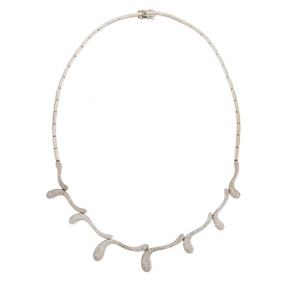 Lot 1150 - White Gold and Diamond Necklace