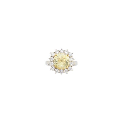 Lot 1160 - White Gold, Yellow Sapphire and Diamond Ring