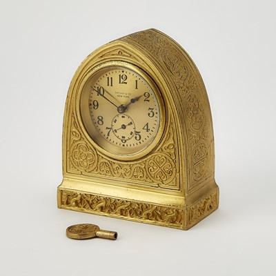 Lot 258 - Tiffany Studios Gilt-Bronze "Venetian" Pattern Desk Clock