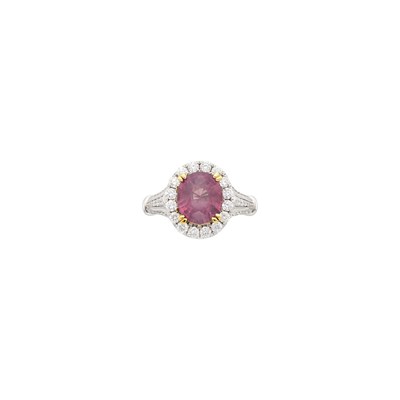 Lot 1129 - White Gold, Pink Spinel and Diamond Ring