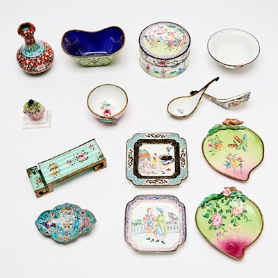Lot 79 - A Group of Fourteen Chinese Canton Enamel Articles