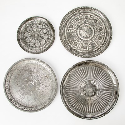 Lot 329 - Four Indian Silver-Inlaid Alloy Bidri Ware Dishes