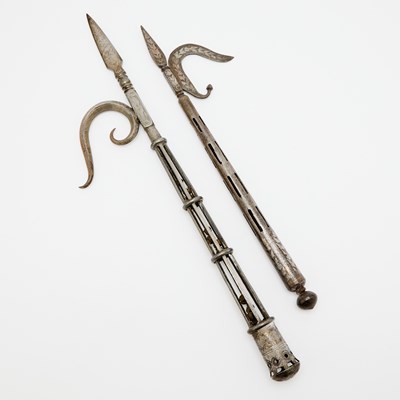 Lot 333 - Two Indian Inlaid Steel Elephant Goads