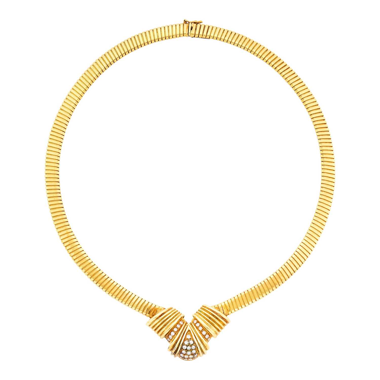 Lot 155 - Gold and Diamond Snake Link Necklace