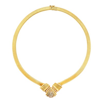 Lot 155 - Gold and Diamond Snake Link Necklace
