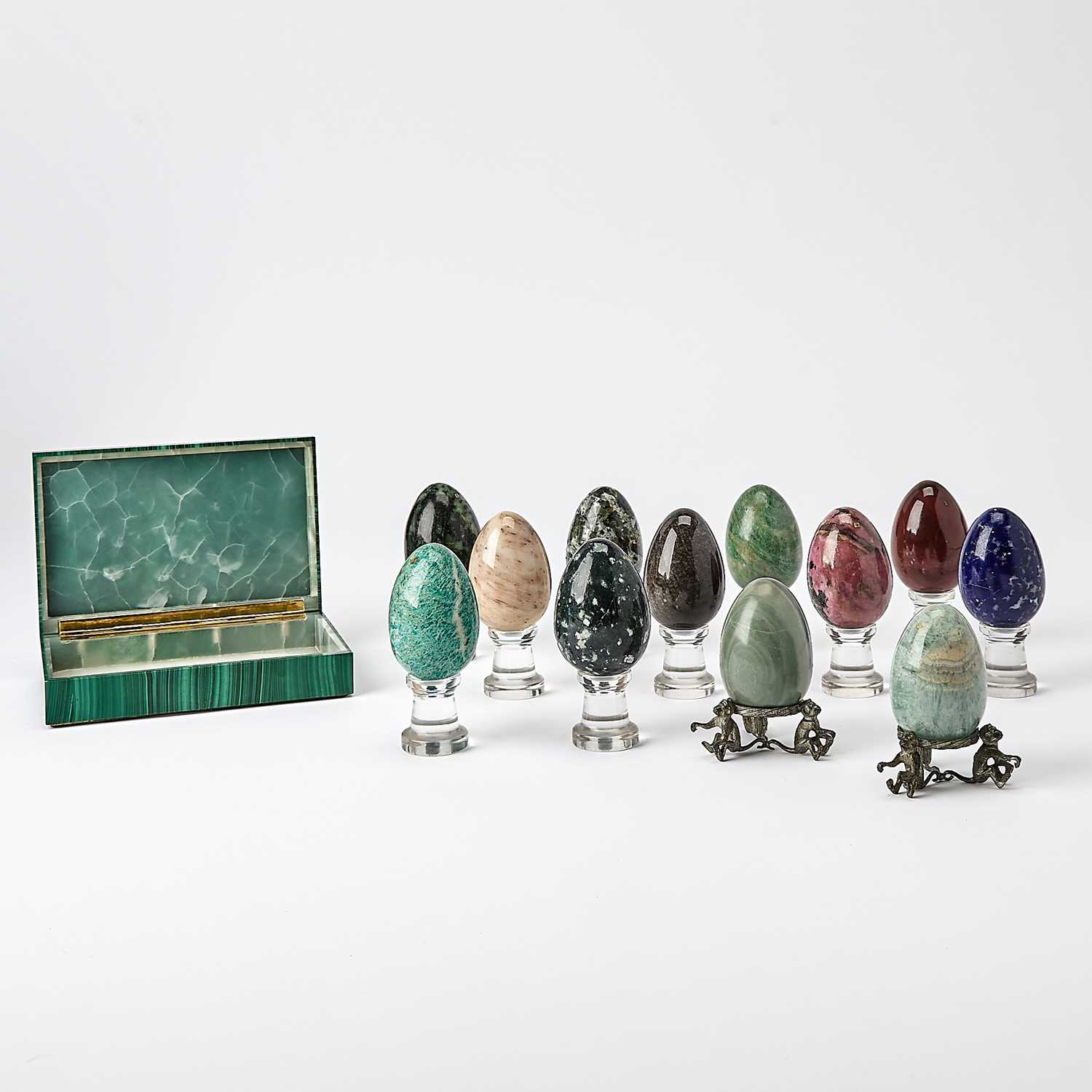 Lot 209 - Continental Silver-Mounted Malachite and White Onyx Box