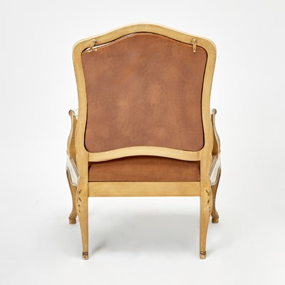 Lot 124 - Louis XV Style Painted Leather Upholstery Fauteuil
