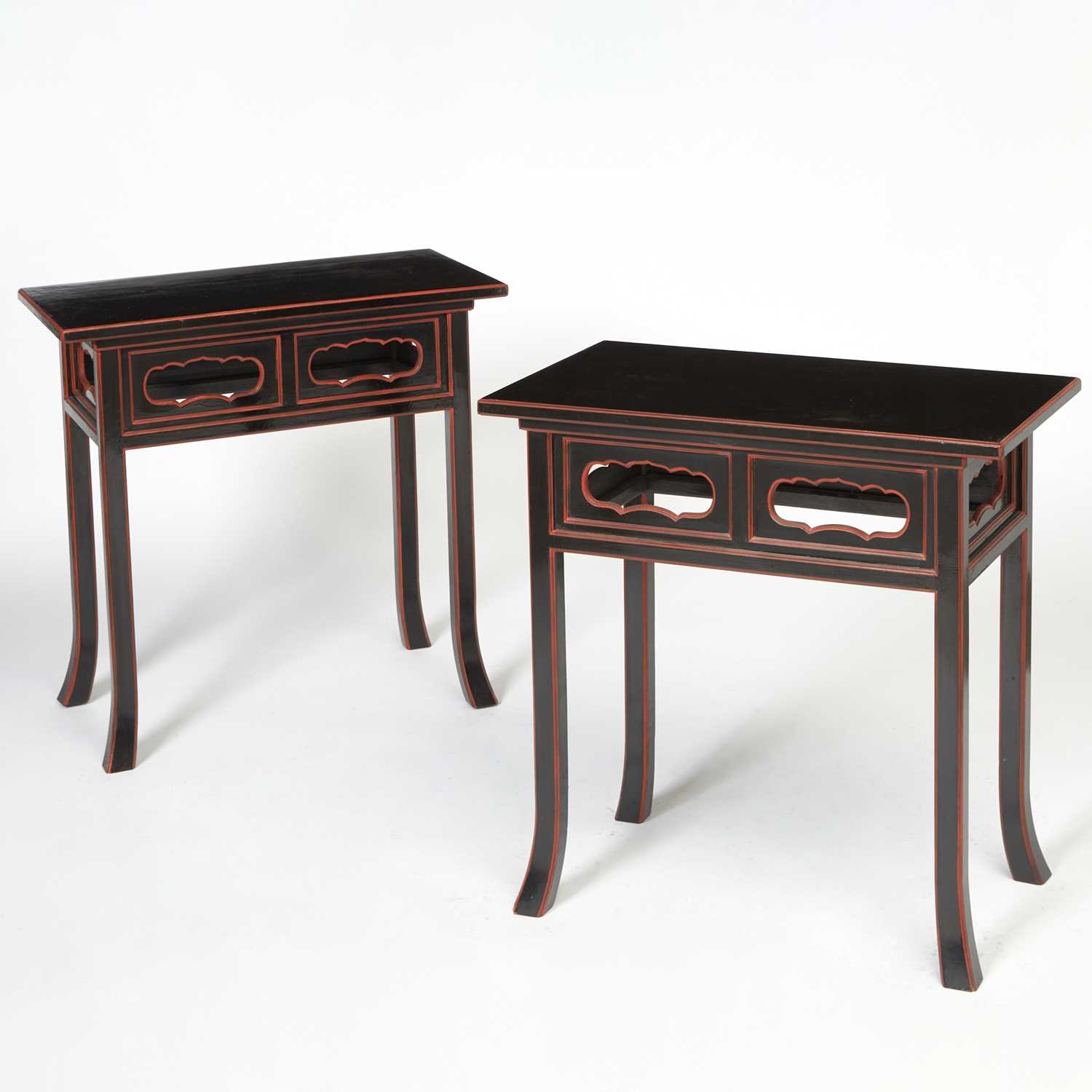 Lot 270 - Pair Chinese Style Lacquer Side Tables