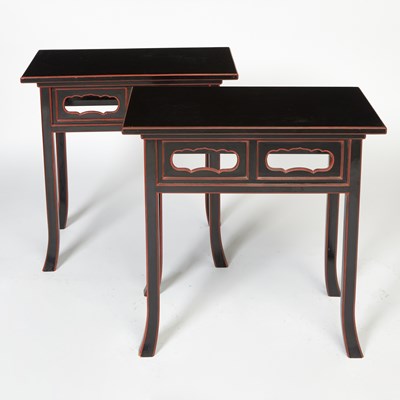Lot 270 - Pair Chinese Style Lacquer Side Tables