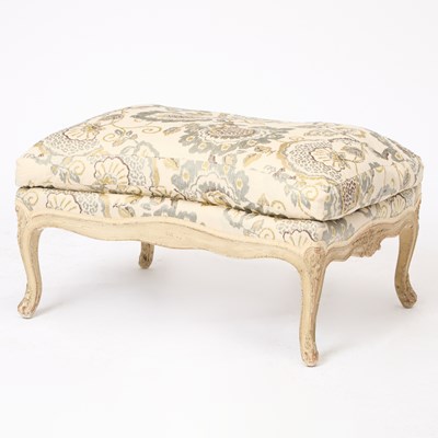 Lot 287 - Louis XV Style Painted Upholstered Marquise Chair and Ottoman