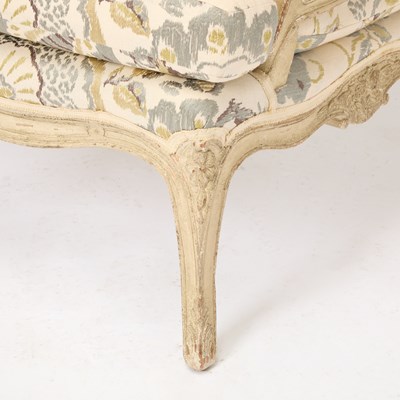 Lot 287 - Louis XV Style Painted Upholstered Marquise Chair and Ottoman