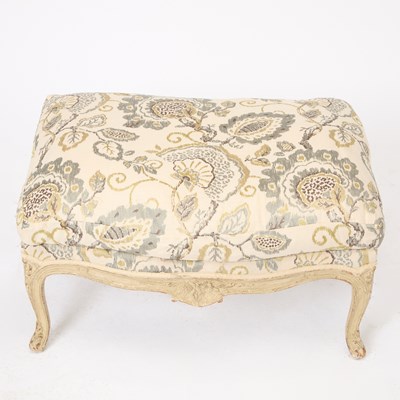 Lot 287 - Louis XV Style Painted Upholstered Marquise Chair and Ottoman