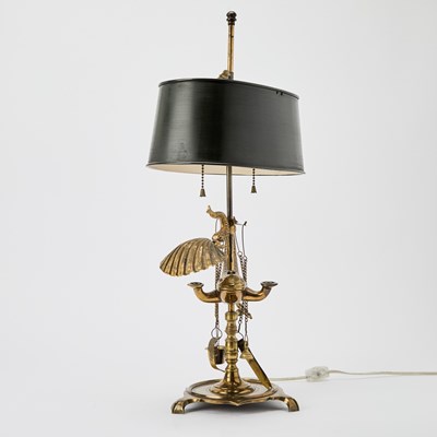 Lot 108 - Brass Dolphin Oil Lamp