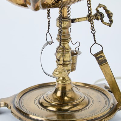 Lot 108 - Brass Dolphin Oil Lamp