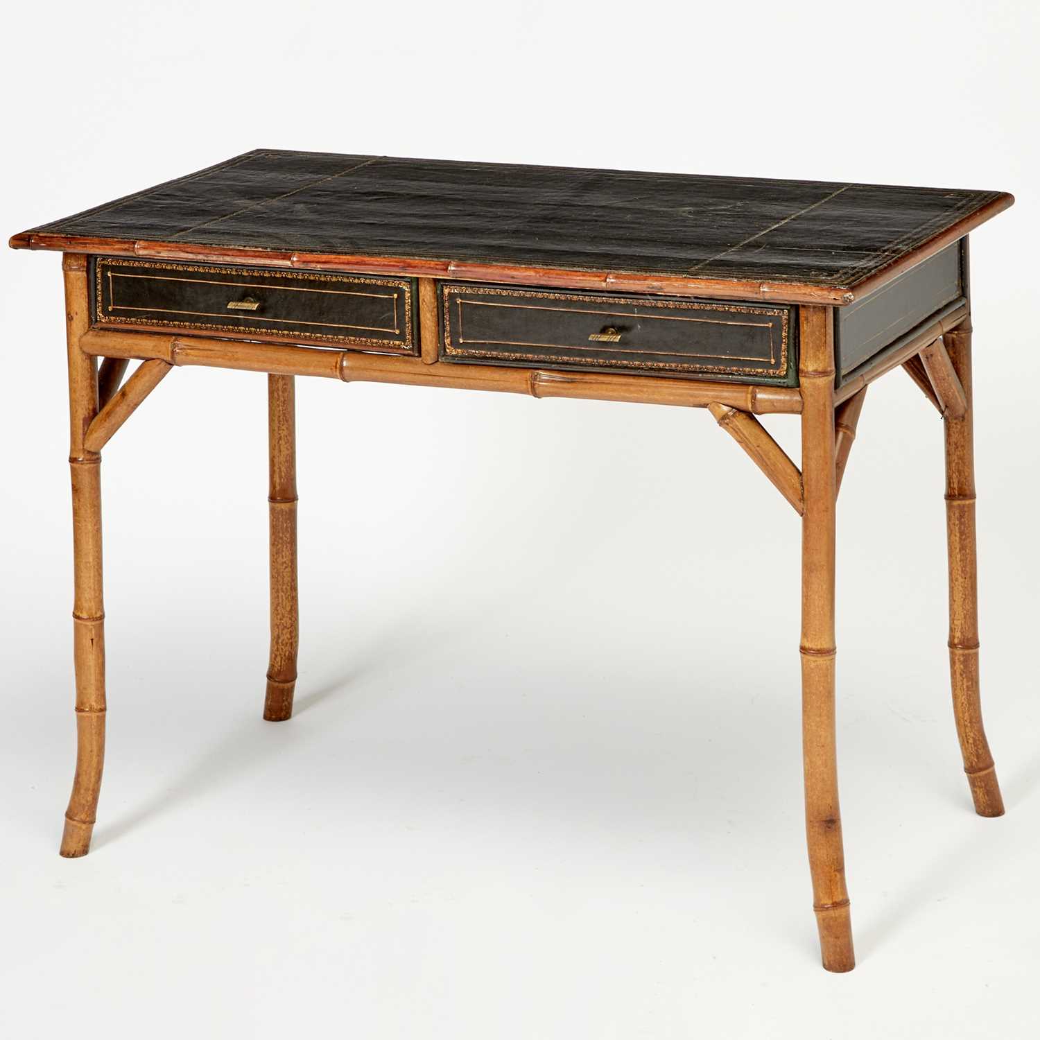 Lot 185 - Victorian Leather and Bamboo Writing Table
