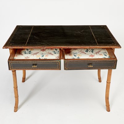 Lot 185 - Victorian Leather and Bamboo Writing Table
