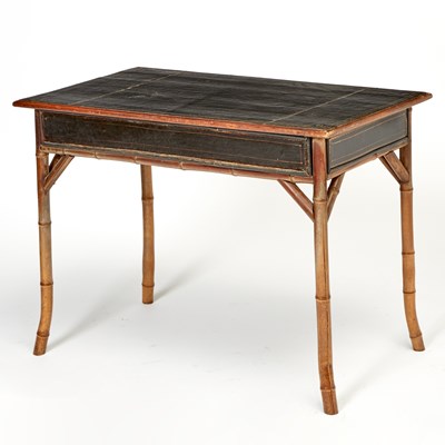 Lot 185 - Victorian Leather and Bamboo Writing Table