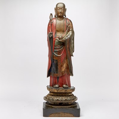 Lot 324 - A Japanese Lacquered Wood Figure of Jizo Bosatsu