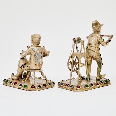 Lot 165 - Two Continental Gem-Set Silver Figures of Tradesmen