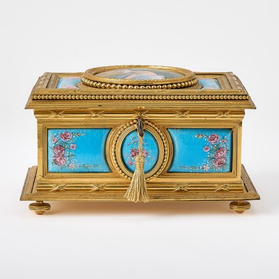 Lot 184 - Limoges Enamel and Gilt-Bronze Jewel Casket