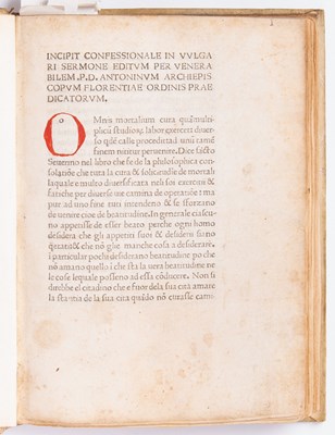 Lot A 1473 Venetian edition of Antoninus Florentinus's manual for confessors