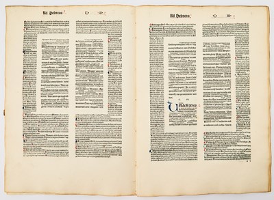Lot 71 - Leaves from the folio Koberger Bible printed by Rusch