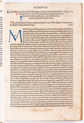 Lot 76 - A 1490 printing of Lactantius's works