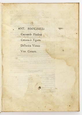 Lot 83 - Antonius Mancinellus, Carmen de floribus and others, 1493