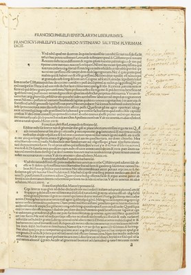Lot 85 - An early edition of Francesco Filelfo's letters