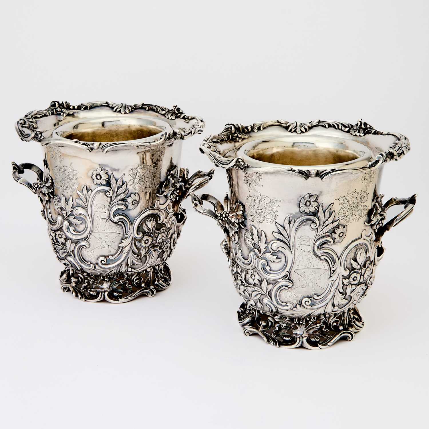 Lot 116 - Pair of Irish Victorian Sterling Silver Wine Coolers