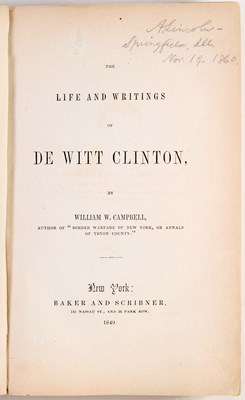 Lot 18 - A volume from Abraham Lincoln's library, signed just before heading to Washington for his inauguration