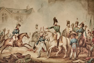 Lot 118 - The large-paper edition of the Martial and Naval Achievements of Great Britain, with an original watercolor