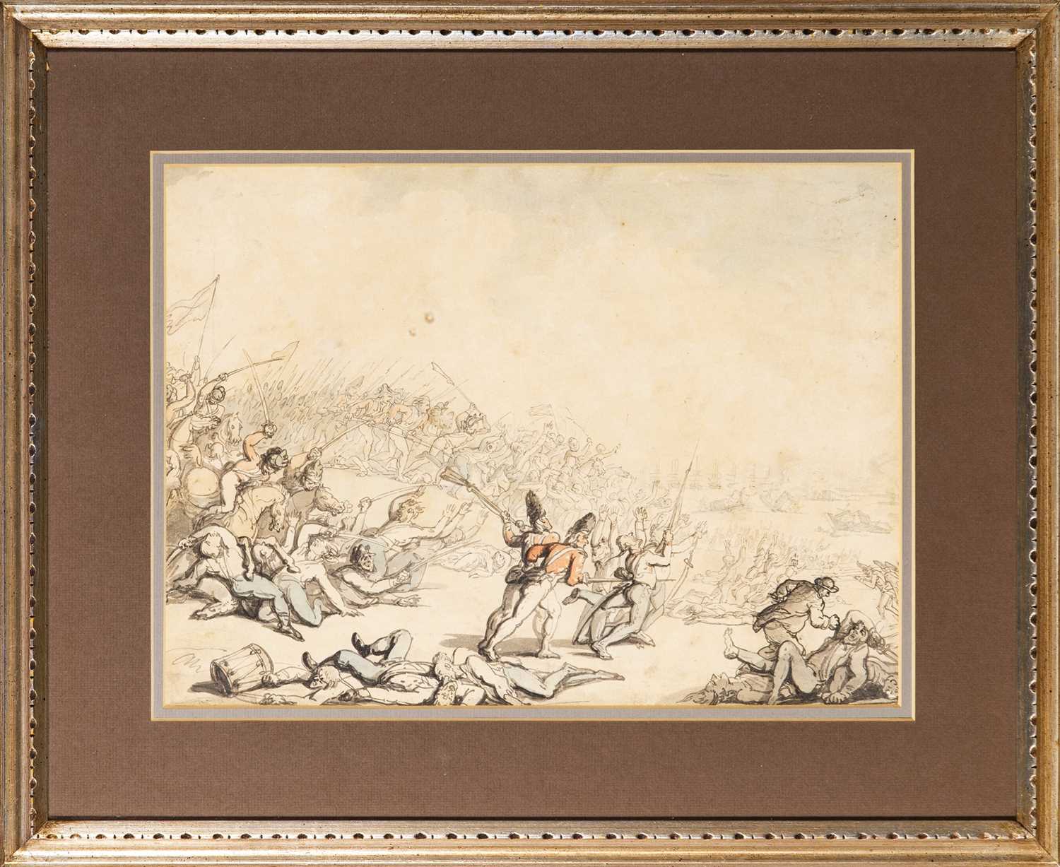 Lot 213 - A Rowlandson preparatory drawing depicting a hypothetical French invasion