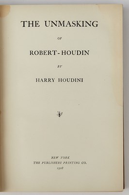 Lot 56 - The Unmasking of Robert-Houdin, inscribed by Houdini to a fellow magician
