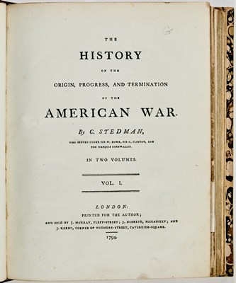 Lot 9 - First edition of Stedman's authoritative History of the American War