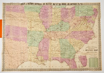 Lot 37 - Large hand-colored folding map of the Border and Southern States from 1864