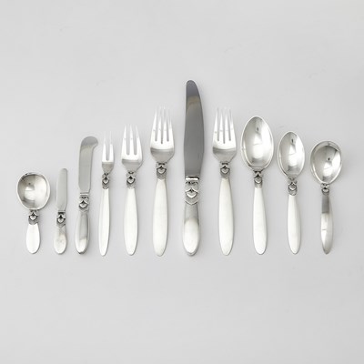 Lot 322 - Georg Jensen Sterling Silver 'Cactus' Pattern Flatware Service