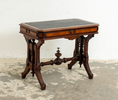Lot 400 - American Renaissance Walnut and Burl Walnut Writing Table