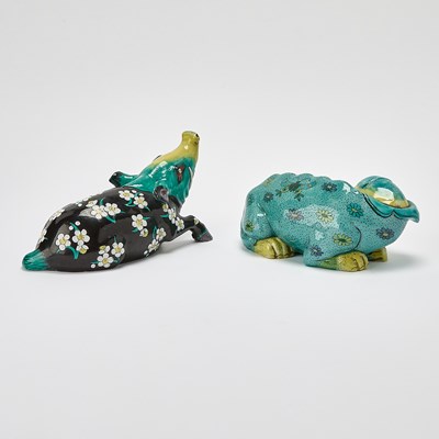 Lot 121 - Two Porcelaine de Paris Hand-Painted Porcelain Animals in the Chinese Taste